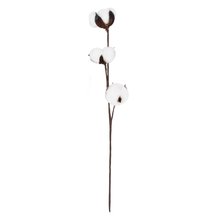 GloboStar® Artificial Garden COTTON BRANCH 20493 Τεχνητό Διακοσμητικό Κλαδί βαμβάκι Υ43cm