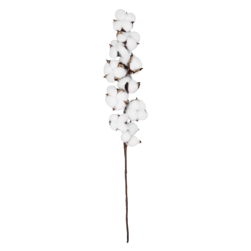 GloboStar® Artificial Garden COTTON BRANCH 20559 Τεχνητό Διακοσμητικό Κλαδί βαμβάκι Y55cm