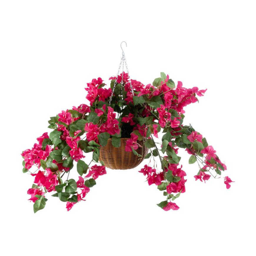 GloboStar® Artificial Garden RHODODENDRON HANGING PLANT 20634 Τεχνητό Κρεμαστό Διακοσμητικό Φυτό Τριανταφυλλιάς Y60cm