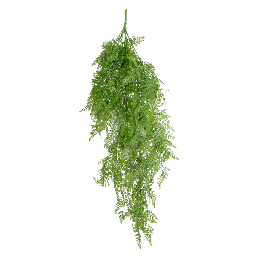 GloboStar® Artificial Garden HANGING FERN 20804 Τεχνητό Διακοσμητικό Κρεμαστό Φυτό Φτέρη Μ40 x Π20 x Υ88cm