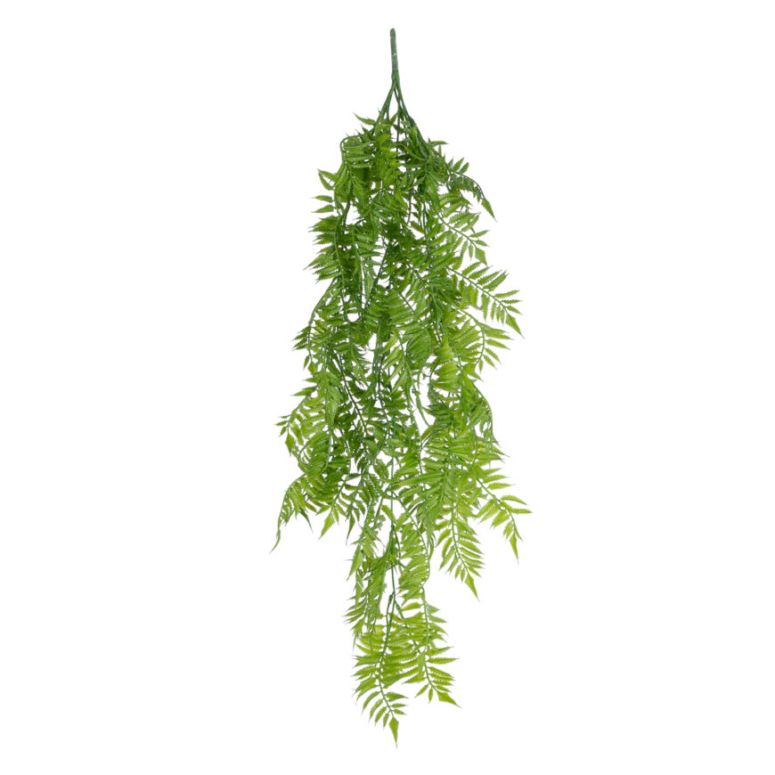 GloboStar® Artificial Garden HANGING FERN 20853 Τεχνητό Διακοσμητικό Κρεμαστό Φυτό Φτέρη Μ30 x Π14 x Υ85cm