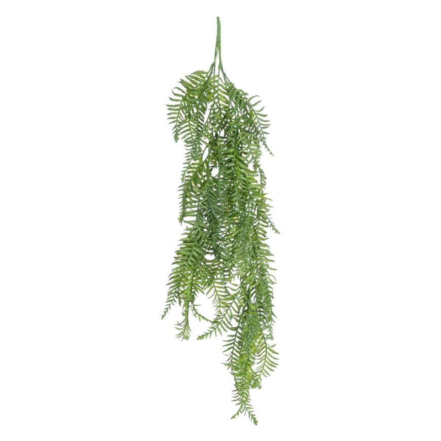 GloboStar® Artificial Garden HANGING FERN 20861 Τεχνητό Διακοσμητικό Κρεμαστό Φυτό Φτέρη Μ28 x Π15 x Υ90cm