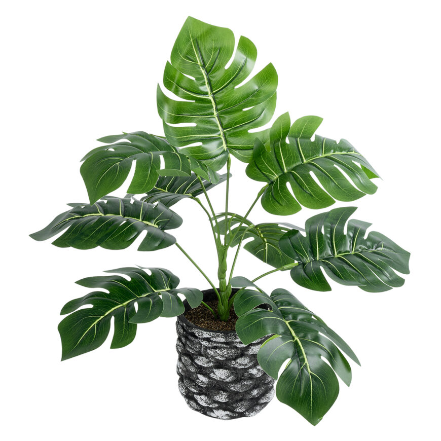 GloboStar® Artificial Garden MONSTERA 20893 - Τεχνητό Διακοσμητικό Φυτό Μονστέρα Φ40 x Υ33cm