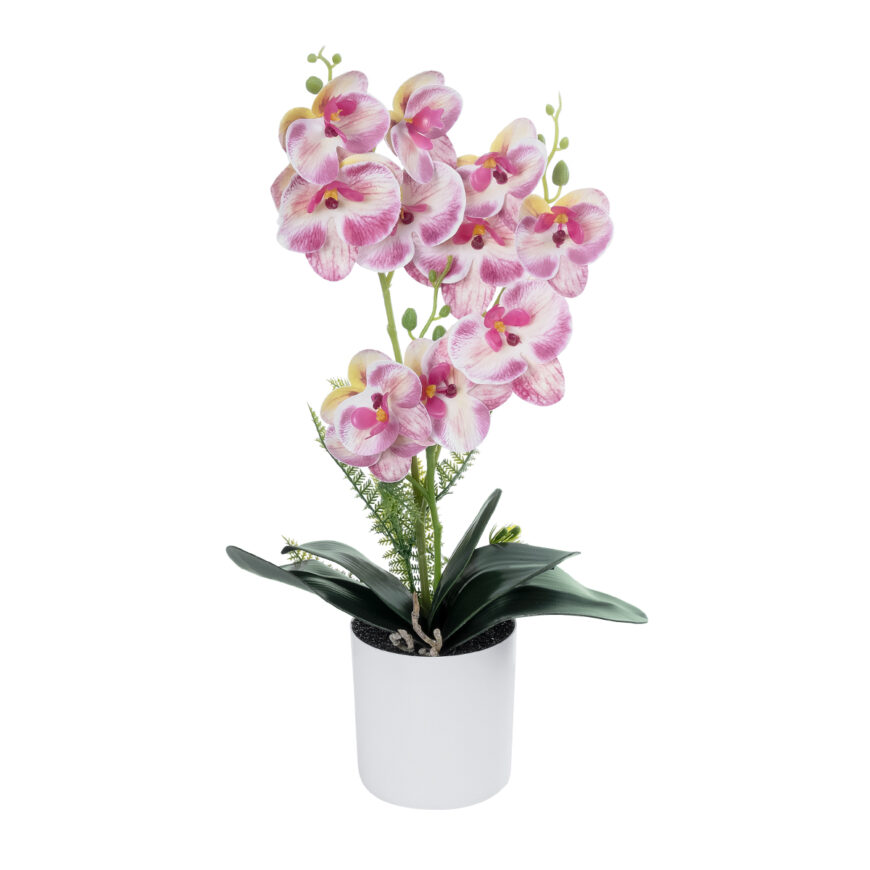 GloboStar® Artificial Garden PINK ORCHID 21077 Διακοσμητικό Φυτό Ροζ Ορχιδέα Υ45cm