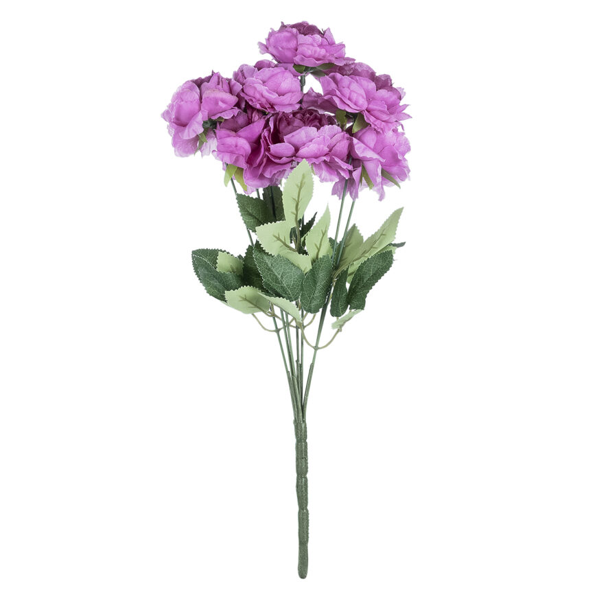 GloboStar® Artificial Garden  PURPLE PEONY FLOWER BRANCH 21080 Τεχνητό Διακοσμητικό Μπουκέτο Μώβ Παιώνιας Y45cm