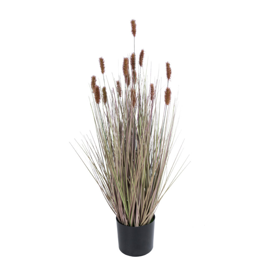 GloboStar® Artificial Garden BROWN LAGURUS 21099 Διακοσμητικό Φυτό Καφέ Λαγοουρά Υ70cm