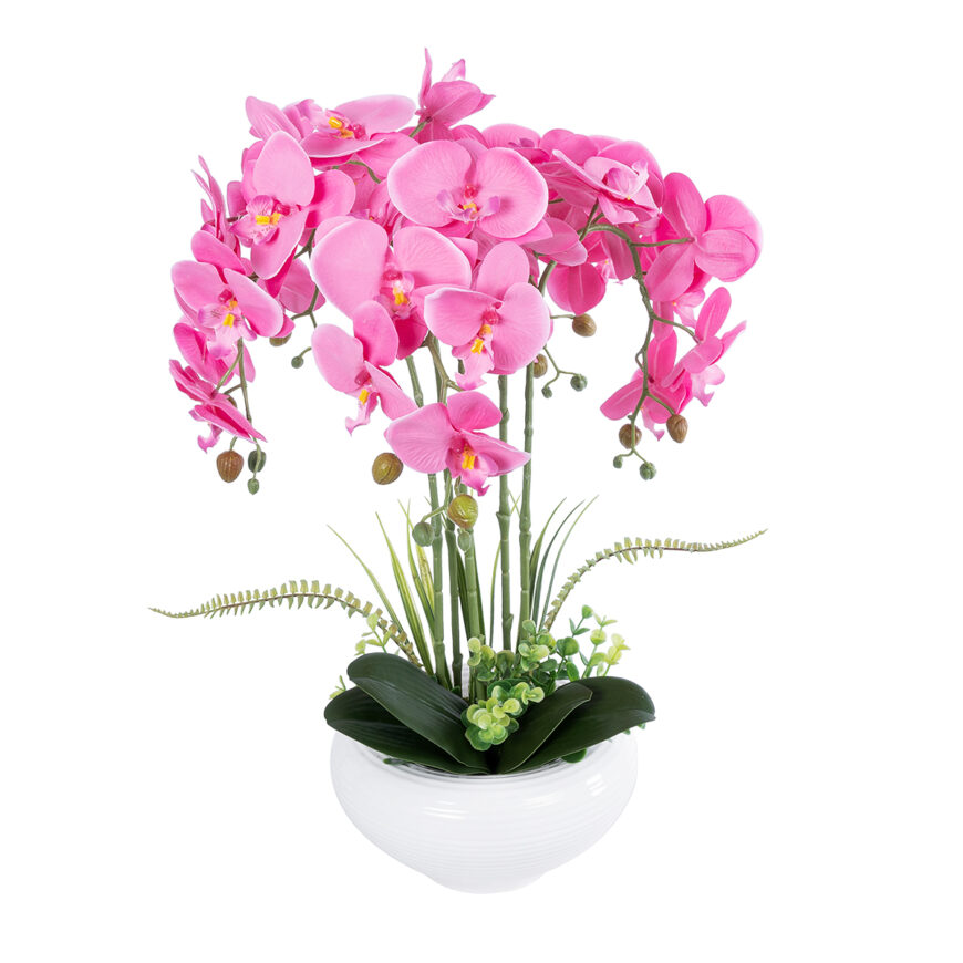 GloboStar® Artificial Garden PINK ORCHID 21124 Διακοσμητικό Φυτό Ροζ Ορχιδέα Υ50cm