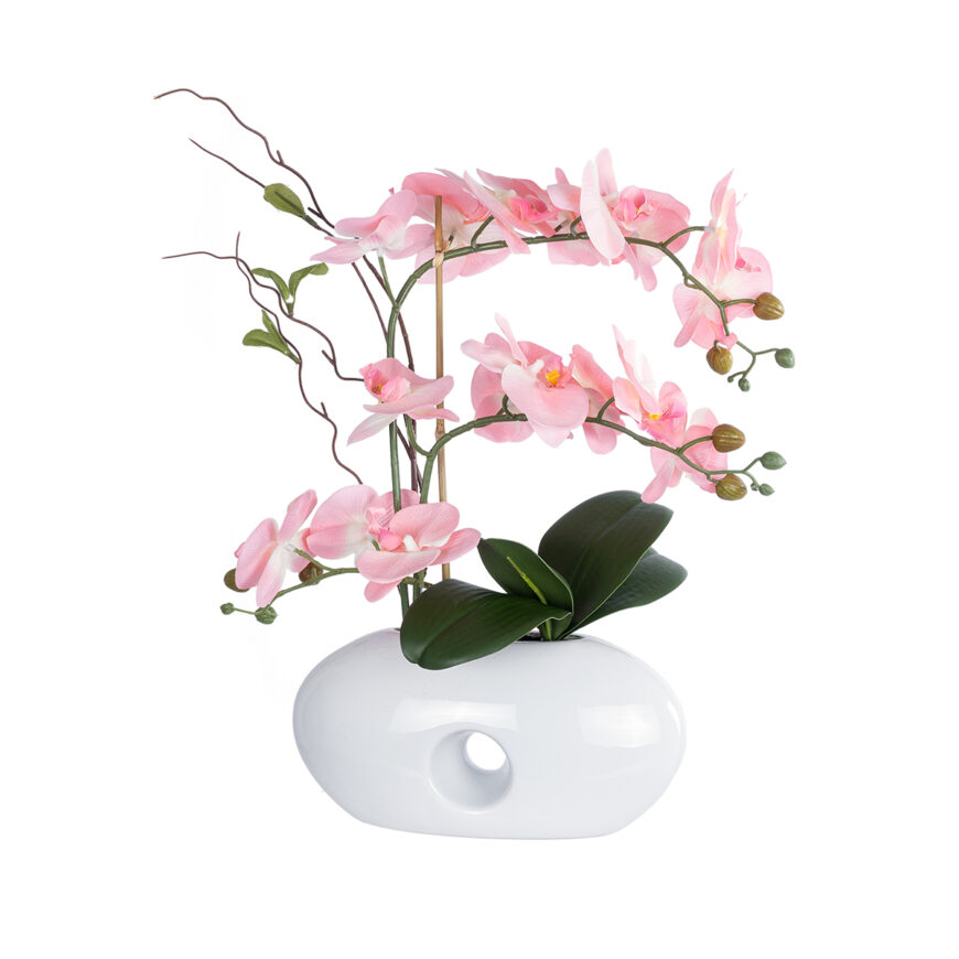 GloboStar® Artificial Garden PINK ORCHID 21126 Διακοσμητικό Φυτό Ροζ Ορχιδέα Υ42cm