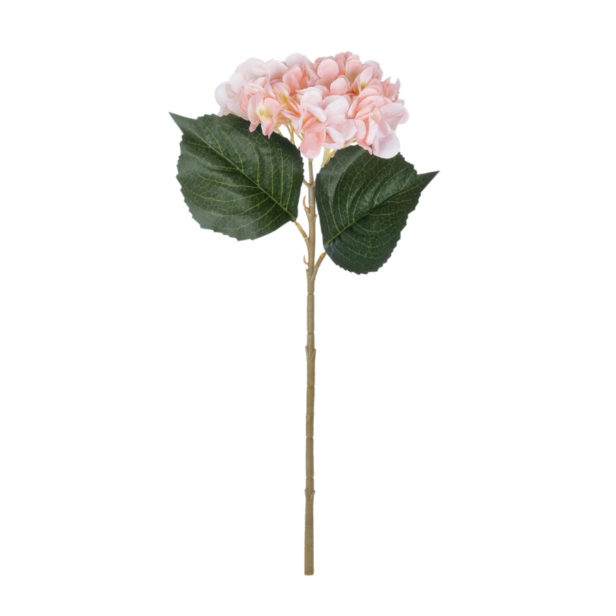 GloboStar® Artificial Garden SALMON HYDRANGEA BRANCH 21175 Τεχνητό Διακοσμητικό  Κλαδί Ορτανσίας Σαμπανιζέ  Y47cm