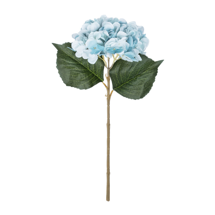 GloboStar® Artificial Garden SKY BLUE HYDRANGEA BRANCH 21177 Τεχνητό Διακοσμητικό Κλαδί Ορτανσίας Γαλάζιο  Y47cm