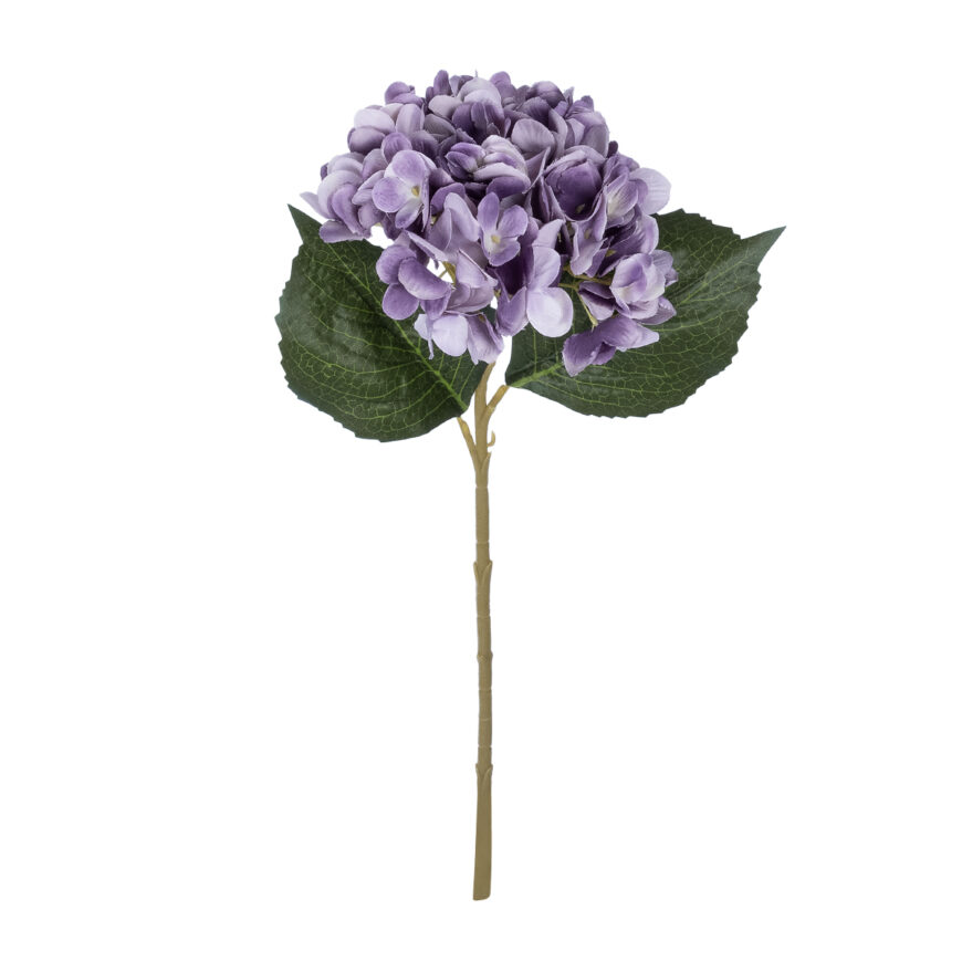 GloboStar® Artificial Garden PURPLE HYDRANGEA BRANCH 21181 Τεχνητό Διακοσμητικό Κλαδί Ορτανσίας Βαθύ Μωβ  Y47cm