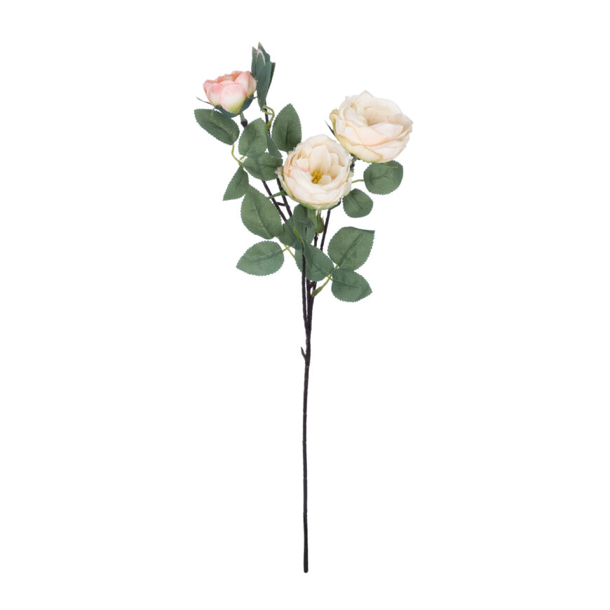 GloboStar® Artificial Garden CHAMPAGNE CLIMBING ROSE BRANCH 21183 Τεχνητό Διακοσμητικό Κλαδί Τριαντάφυλλο Σαμπανιζέ Y70cm