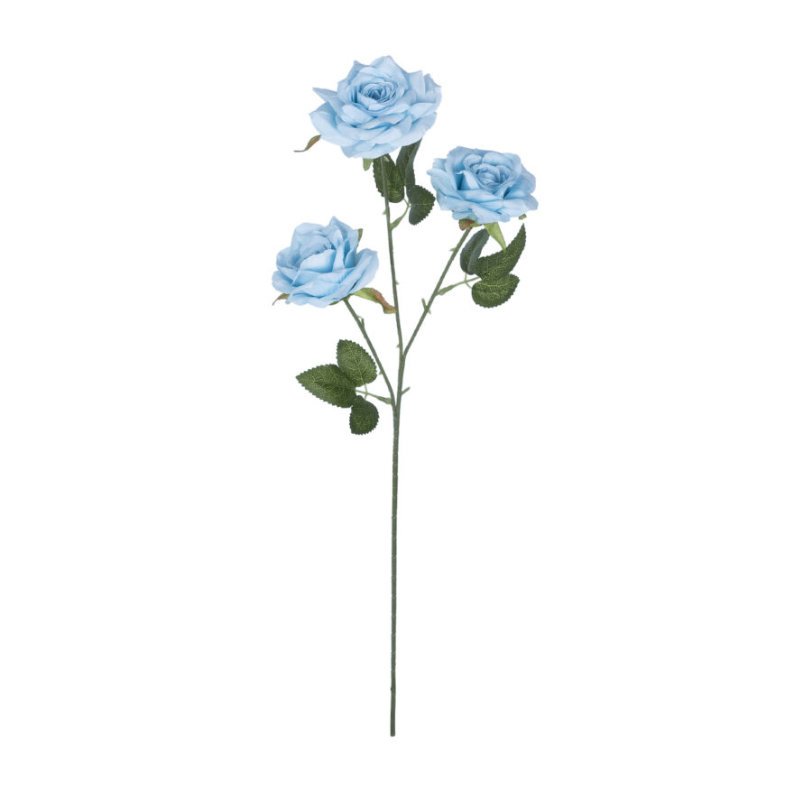 GloboStar® Artificial Garden SKY BLUE CLIMBING ROSE BRANCH 21191 Τεχνητό Διακοσμητικό Κλαδί Τριαντάφυλλο Ξεθωριασμένο Γαλάζιο Y66cm