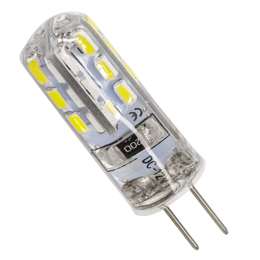 GloboStar® 76130 Λάμπα G4 LED SMD 2835 2W 200lm 320° DC 12V Σιλικόνης Ψυχρό Λευκό 6000K Dimmable