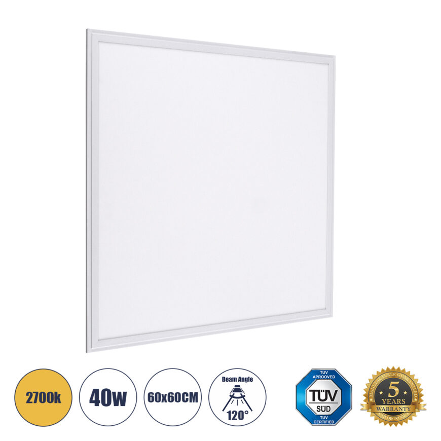 GloboStar® 60208-1 Χωνευτό LED Panel Milky Super Slim 60x60cm 40W 3600lm 120° CRI≥80Ra UGR<19 AC 220-240V IP20 Μ60 x Π60 x Υ1.5cm - Θερμό Λευκό 2700K - TÜV Certified Driver - 5 Χρόνια Εγγύηση