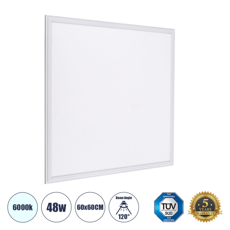 GloboStar® 60209-1 Χωνευτό LED Panel Milky Super Slim 60x60cm 48W 4800lm 120° CRI≥80Ra UGR<19 AC 220-240V IP20 Μ60 x Π60 x Υ1.5cm - Ψυχρό Λευκό 6000K - TÜV Certified Driver - 5 Χρόνια Εγγύηση