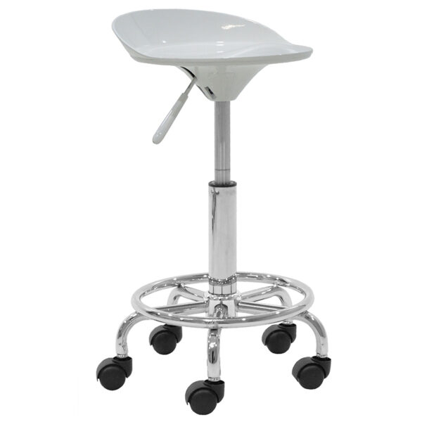 Auxiliary folding stool Carla pakoworld metal chrome with ABS in white 001-000027