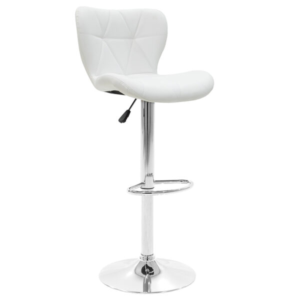 Bar stool Cozi pakoworld adjustable height chrome metal with PVC in white 001-000034