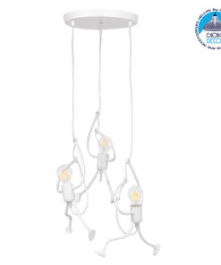 GloboStar® LITTLE MAN 01654 SET Μοντέρνο Κρεμαστό Φωτιστικό Οροφής Τρίφωτο 3 x E27 Λευκό Μεταλλικό Φ45 x Υ40cm