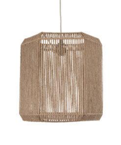 GloboStar® CAYMAN 00519 Boho Κρεμαστό Φωτιστικό Οροφής Μονόφωτο 1 x E27 AC220-240V IP20 – Φ40 x Υ40cm – Μπεζ Λεπτό Σχοινί Τριχιά Πλέγμα – 5 Χρόνια Εγγύηση