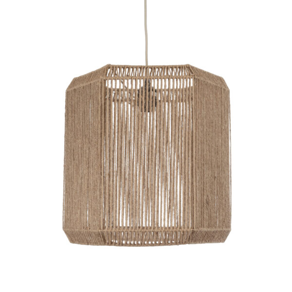 GloboStar® CAYMAN 00519 Boho Κρεμαστό Φωτιστικό Οροφής Μονόφωτο 1 x E27 AC220-240V IP20 – Φ40 x Υ40cm – Μπεζ Λεπτό Σχοινί Τριχιά Πλέγμα – 5 Χρόνια Εγγύηση