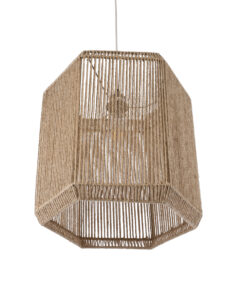 GloboStar® CAYMAN 00519 Boho Κρεμαστό Φωτιστικό Οροφής Μονόφωτο 1 x E27 AC220-240V IP20 – Φ40 x Υ40cm – Μπεζ Λεπτό Σχοινί Τριχιά Πλέγμα – 5 Χρόνια Εγγύηση