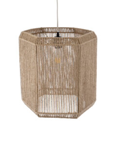 GloboStar® CAYMAN 00519 Boho Κρεμαστό Φωτιστικό Οροφής Μονόφωτο 1 x E27 AC220-240V IP20 – Φ40 x Υ40cm – Μπεζ Λεπτό Σχοινί Τριχιά Πλέγμα – 5 Χρόνια Εγγύηση