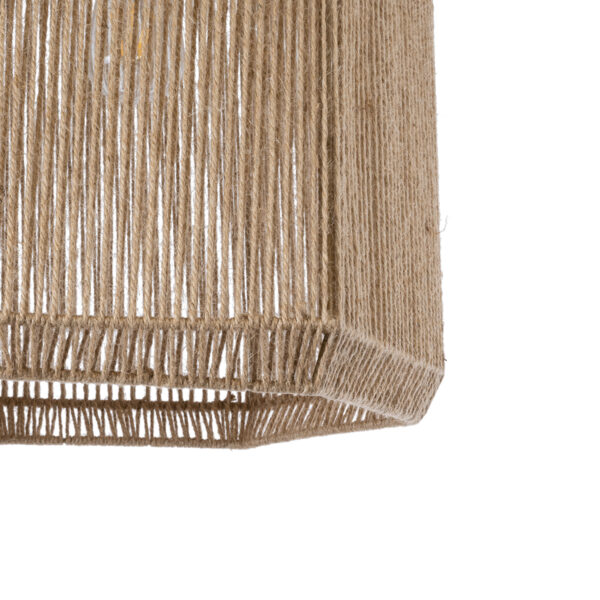 GloboStar® CAYMAN 00519 Boho Κρεμαστό Φωτιστικό Οροφής Μονόφωτο 1 x E27 AC220-240V IP20 – Φ40 x Υ40cm – Μπεζ Λεπτό Σχοινί Τριχιά Πλέγμα – 5 Χρόνια Εγγύηση