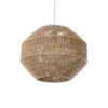 GloboStar® CAYMAN 00522 Boho Κρεμαστό Φωτιστικό Οροφής Μονόφωτο 1 x E27 AC220-240V IP20 – Φ40 x Υ30cm – Μπεζ Λεπτό Σχοινί Τριχιά Πλέγμα – 5 Χρόνια Εγγύηση