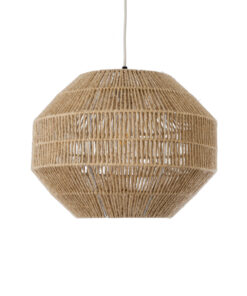 GloboStar® CAYMAN 00522 Boho Κρεμαστό Φωτιστικό Οροφής Μονόφωτο 1 x E27 AC220-240V IP20 – Φ40 x Υ30cm – Μπεζ Λεπτό Σχοινί Τριχιά Πλέγμα – 5 Χρόνια Εγγύηση