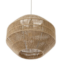 GloboStar® CAYMAN 00522 Boho Κρεμαστό Φωτιστικό Οροφής Μονόφωτο 1 x E27 AC220-240V IP20 – Φ40 x Υ30cm – Μπεζ Λεπτό Σχοινί Τριχιά Πλέγμα – 5 Χρόνια Εγγύηση