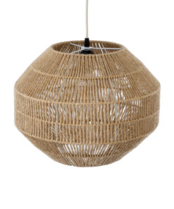 GloboStar® CAYMAN 00522 Boho Κρεμαστό Φωτιστικό Οροφής Μονόφωτο 1 x E27 AC220-240V IP20 – Φ40 x Υ30cm – Μπεζ Λεπτό Σχοινί Τριχιά Πλέγμα – 5 Χρόνια Εγγύηση