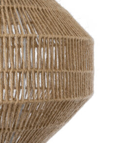 GloboStar® CAYMAN 00522 Boho Κρεμαστό Φωτιστικό Οροφής Μονόφωτο 1 x E27 AC220-240V IP20 – Φ40 x Υ30cm – Μπεζ Λεπτό Σχοινί Τριχιά Πλέγμα – 5 Χρόνια Εγγύηση