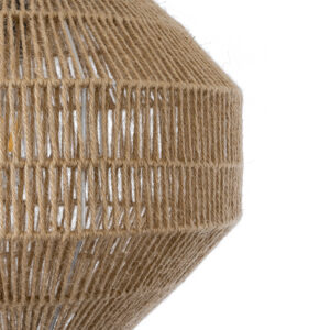 GloboStar® CAYMAN 00522 Boho Κρεμαστό Φωτιστικό Οροφής Μονόφωτο 1 x E27 AC220-240V IP20 – Φ40 x Υ30cm – Μπεζ Λεπτό Σχοινί Τριχιά Πλέγμα – 5 Χρόνια Εγγύηση
