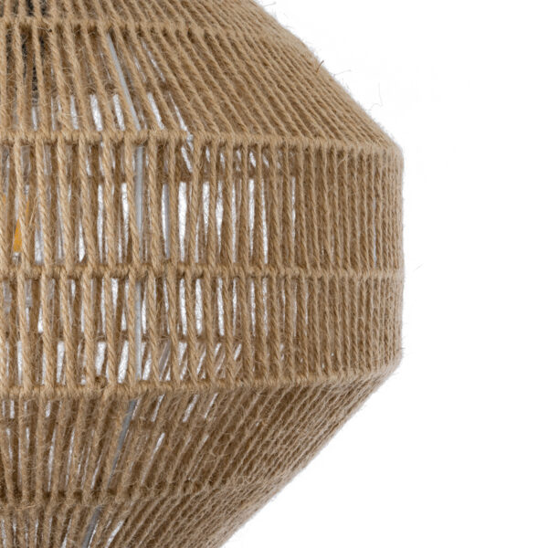 GloboStar® CAYMAN 00522 Boho Κρεμαστό Φωτιστικό Οροφής Μονόφωτο 1 x E27 AC220-240V IP20 – Φ40 x Υ30cm – Μπεζ Λεπτό Σχοινί Τριχιά Πλέγμα – 5 Χρόνια Εγγύηση