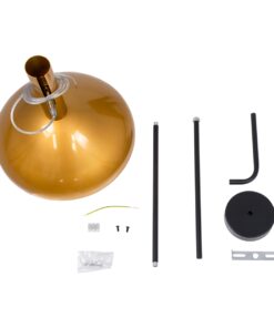 GloboStar® KATIE 00538 Μοντέρνο Φωτιστικό Οροφής Μονόφωτο Μαύρο – Χρυσό Μεταλλικό Καμπάνα Φ30 x Υ120cm