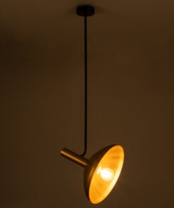 GloboStar® KATIE 00538 Μοντέρνο Φωτιστικό Οροφής Μονόφωτο Μαύρο – Χρυσό Μεταλλικό Καμπάνα Φ30 x Υ120cm