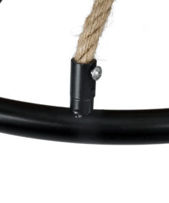 GloboStar® PENNSYLVANIA 00542 Vintage Κρεμαστό Φωτιστικό Οροφής Πολύφωτο 8 x E14 Μαύρο Μεταλλικό Πολυέλαιος με Μπεζ Σχοινί Φ64 x Y63cm