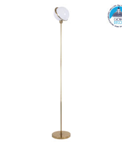 GloboStar® HUDSON 00500 Μοντέρνο Φωτιστικό Δαπέδου Μονόφωτο 1 x E27 Χρυσό Μεταλλικό Μπάλα Λευκό με Χρυσό D20 x H177cm