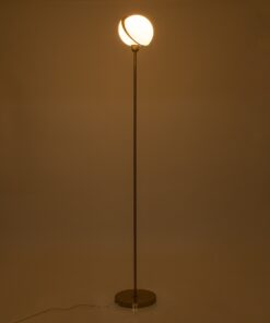 GloboStar® HUDSON 00500 Μοντέρνο Φωτιστικό Δαπέδου Μονόφωτο 1 x E27 Χρυσό Μεταλλικό Μπάλα Λευκό με Χρυσό D20 x H177cm