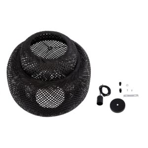 GloboStar® MALDIVES 00579 Μοντέρνο Κρεμαστό Φωτιστικό Οροφής Μονόφωτο 1 x E27 Μαύρο Bamboo Πλέγμα Φ56 x Υ54cm