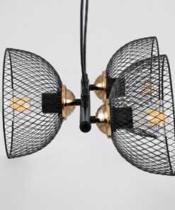 GloboStar® VERONA 00586 Μοντέρνο Κρεμαστό Φωτιστικό Οροφής Τρίφωτο 3 x E27 Μαύρο Μεταλλικό Πλέγμα Μ50 x Π28 x Υ20cm