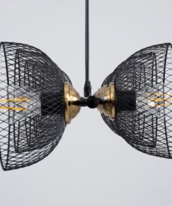 GloboStar® VERONA 00588 Μοντέρνο Κρεμαστό Φωτιστικό Οροφής Πολύφωτο 9 x E27 Μαύρο Μεταλλικό Πλέγμα Μ140 x Π28 x Υ20cm