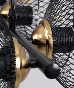 GloboStar® VERONA 00588 Μοντέρνο Κρεμαστό Φωτιστικό Οροφής Πολύφωτο 9 x E27 Μαύρο Μεταλλικό Πλέγμα Μ140 x Π28 x Υ20cm