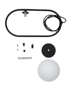 GloboStar® HAMBURG 00589 Μοντέρνο Κρεμαστό Φωτιστικό Οροφής Μονόφωτο 1 x G9 Μαύρο Μεταλλικό Γυάλινο Μπάλα Μ20 x Π15 x Υ40cm