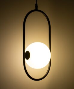 GloboStar® HAMBURG 00589 Μοντέρνο Κρεμαστό Φωτιστικό Οροφής Μονόφωτο 1 x G9 Μαύρο Μεταλλικό Γυάλινο Μπάλα Μ20 x Π15 x Υ40cm