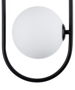 GloboStar® HAMBURG 00589 Μοντέρνο Κρεμαστό Φωτιστικό Οροφής Μονόφωτο 1 x G9 Μαύρο Μεταλλικό Γυάλινο Μπάλα Μ20 x Π15 x Υ40cm