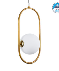 GloboStar® HAMBURG 00590 Μοντέρνο Κρεμαστό Φωτιστικό Οροφής Μονόφωτο 1 x G9 Χρυσό Μεταλλικό Γυάλινο Μπάλα Μ20 x Π15 x Υ40cm