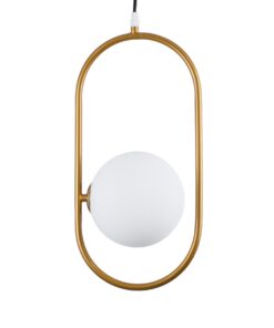 GloboStar® HAMBURG 00590 Μοντέρνο Κρεμαστό Φωτιστικό Οροφής Μονόφωτο 1 x G9 Χρυσό Μεταλλικό Γυάλινο Μπάλα Μ20 x Π15 x Υ40cm
