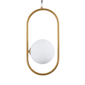 GloboStar® HAMBURG 00590 Μοντέρνο Κρεμαστό Φωτιστικό Οροφής Μονόφωτο 1 x G9 Χρυσό Μεταλλικό Γυάλινο Μπάλα Μ20 x Π15 x Υ40cm